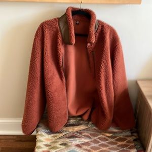 Orange and brown sweater zip up